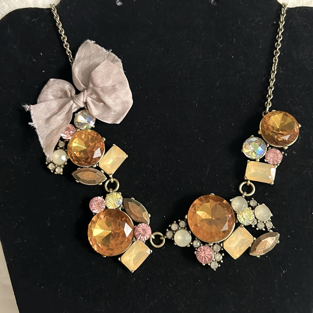 J Crew - Crystal cluster necklace with bow